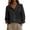 Black, variant on Women's White Textured Embroidery Blouse Ruffled V Neck Long Puff Sleeve Button Down Casual Tops