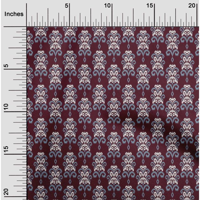 oneOone Georgette Viscose Fabric Damask Ikat Printed Fabric 1 Yard 42 Inch Wide