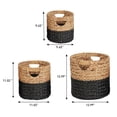 thumbnail image 3 of happimess BSK2011D-3SET Avery Bohemian Cottage Handwoven Hyacinth Cylinder Nesting Baskets with Handles, Natural/Black (Set of 3), 3 of 6