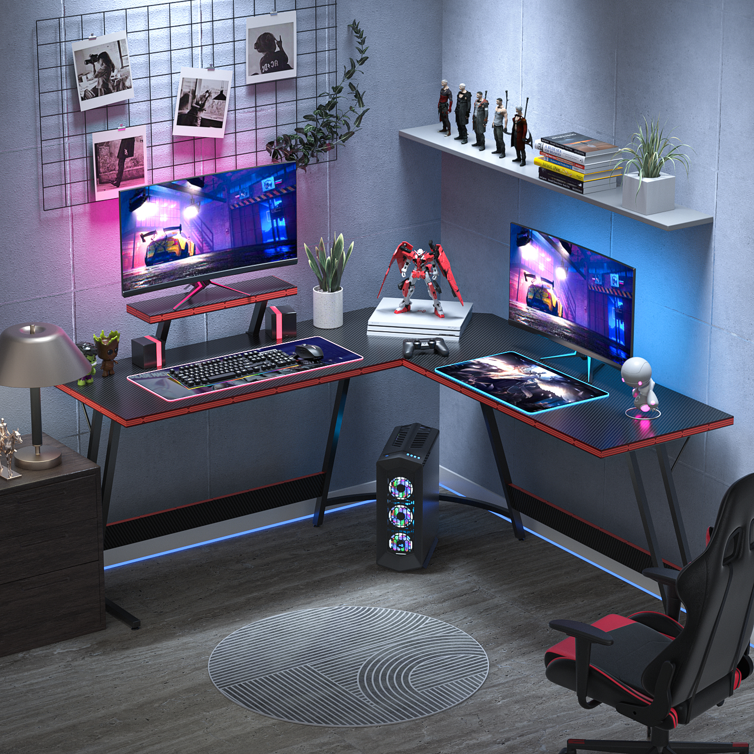 Homall L-Shaped Gaming Desk 51 Inches Corner Office Desk with Removable Monitor Riser, Black - image 3 of 9