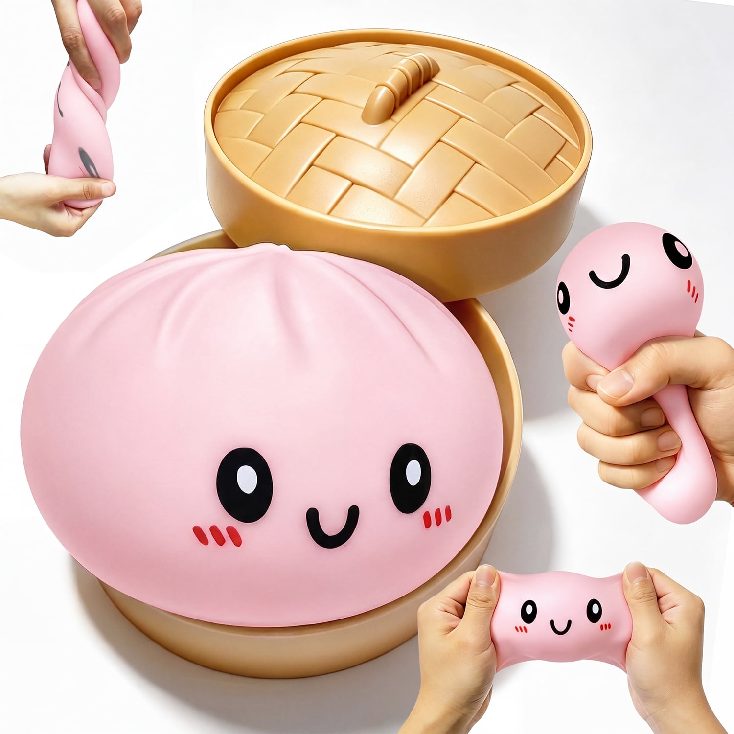 Dumpling Squishy Sensory Fidget Toy – Anxiety Relief, ADHD Focus Tool, Autism Calming Support, Quiet Desktop Pal-Pink