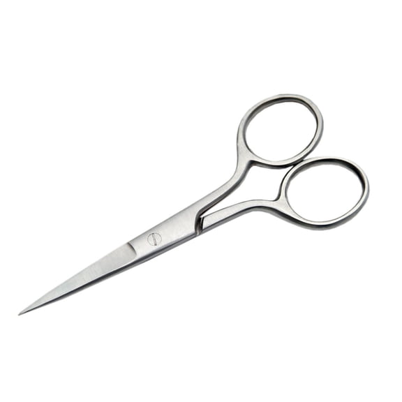SZCO 4.5" Embroidery and Mustache Scissors, Sharp Pointed Stainless Steel Precision Blades, Multi-Use Detail Cutting Tool for Sewing, Crafting, and Grooming