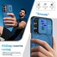thumbnail image 3 of Asuwish Magnetic, Kickstand, Slide Camera Cover TPU, Plastic, Metal Hard Shell Fashion Cell Phone Case for Samsung Galaxy A16, Blue, 3 of 10
