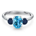 thumbnail image 3 of Gem Stone King 2.20 Ct Oval Swiss Blue Topaz Blue Sapphire 925 Sterling Silver Ring, 3 of 6