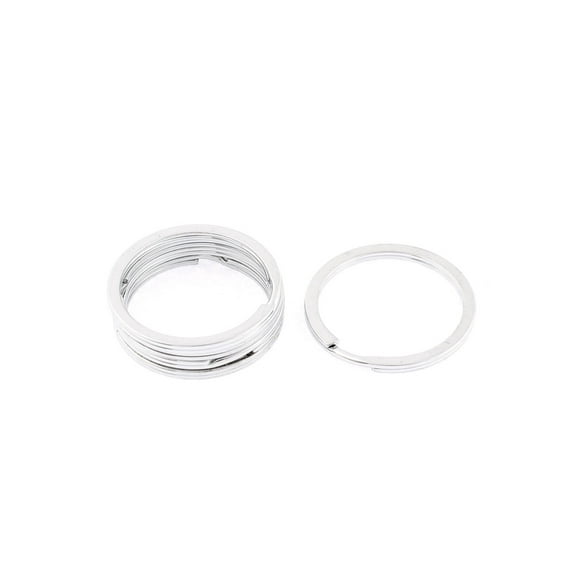 Unique Bargains Stainless Steel Ring Keyring Key Chain Replacement Silver Tone 3.5cm Dia 5pcs