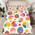 thumbnail image 2 of Manfei Cartoon Dinosaur Egg Twin Sheet Sets,Multicolor Geometric Dots Twin Fitted Sheet,Modern Colorful Aesthetic Flat Sheet For Girl Boy,Luxury Bedroom Decor,3 Pieces, 2 of 7