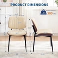 thumbnail image 2 of Dining Chairs Set of 4, Mid-Century Modern Upholstered Retro PU Leather Kitchen Chairs with Walnut Bentwood Back and Metal Legs Adjustable Feet for Kitchen Dining Room, Beige Shell Strips, 2 of 7