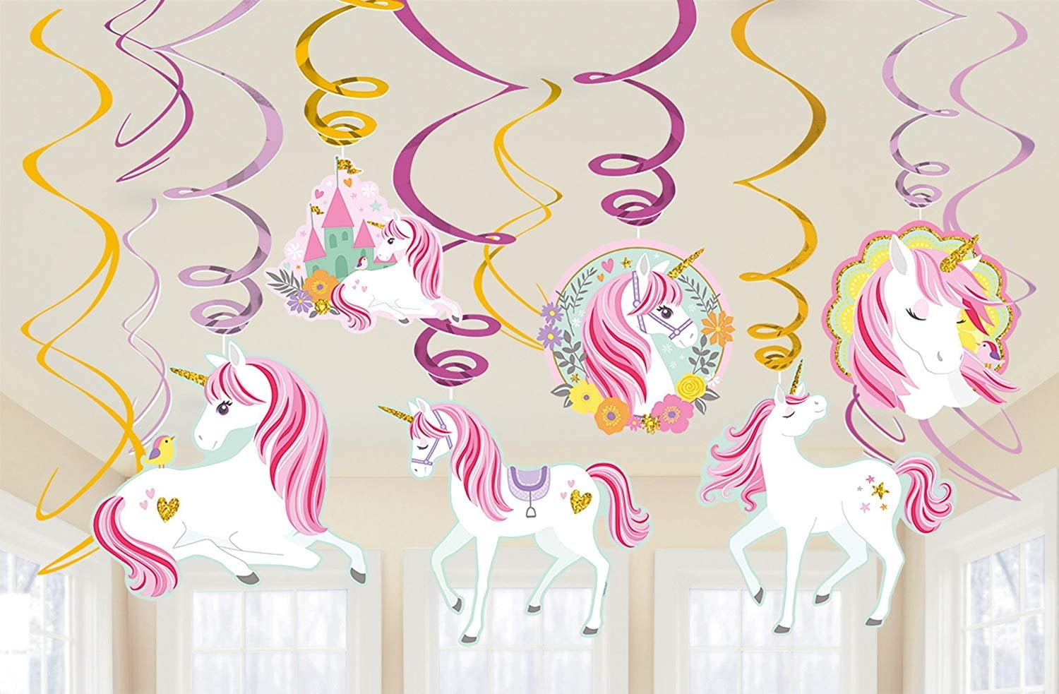 Magical Unicorn Hanging Swirl Decorations Girls Birthday Party Supplies Dangler