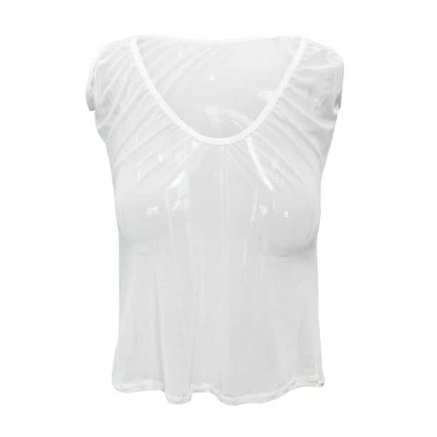 Women's Summer Short Sleeve Tops See Through Mesh Sheer Sexy T