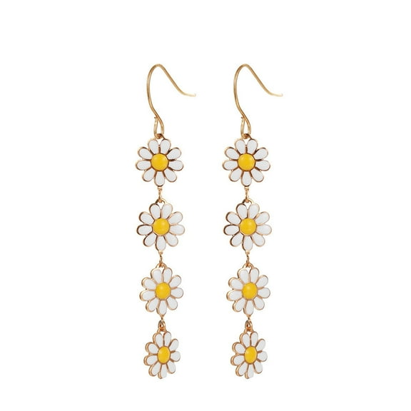 Fiaya Women Sunflower Earrings for Women, Daisy Flower Long Drop Dangle Earrings, Statement Holiday Colorful Ear Drop Jewelry