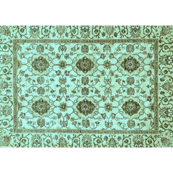 Ahgly Company Indoor Rectangle Abstract Light Blue Modern Area Rugs, 3' x 5'