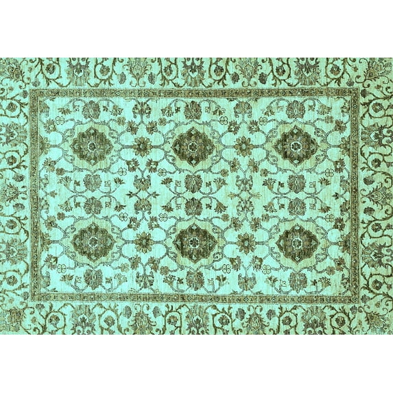 Ahgly Company Indoor Rectangle Abstract Light Blue Modern Area Rugs, 3' x 5'