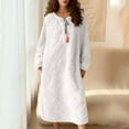 thumbnail image 2 of Aboser Winter Fleece Nightgowns for Women Thick Fuzzy Plush Sleepdress Drawstring Crewneck Long Nightshirts Cozy Long Sleeve Loungewear, 2 of 9