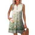 thumbnail image 2 of WTOBBY Women's Fashion Casual Printed V-Neck Button Vest Sleeveless Dress with Pocket, Floral Print Design for Summer Outfits, Perfect for Beach and Holiday Vacations,Light Green L, 2 of 5