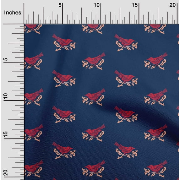 oneOone Silk Tabby Fabric Branch & Bird Block Decor Fabric Printed BTY 42 Inch Wide