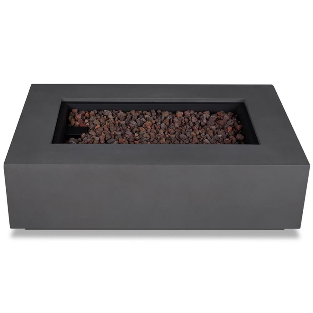 Afuera Living Powder-Coated Stainless Steel Slate Rectangular Fire Table 50,000 BTU 50"x32"x15" Unassembled