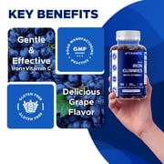 3 Pack Vitamatic Iron Gummies Supplement for Women & Men - 20mg Serving - 60 Vegan Gummies - Great Tasting Iron Gummy Vitamins with Vitamin C (Total 180 Gummies)