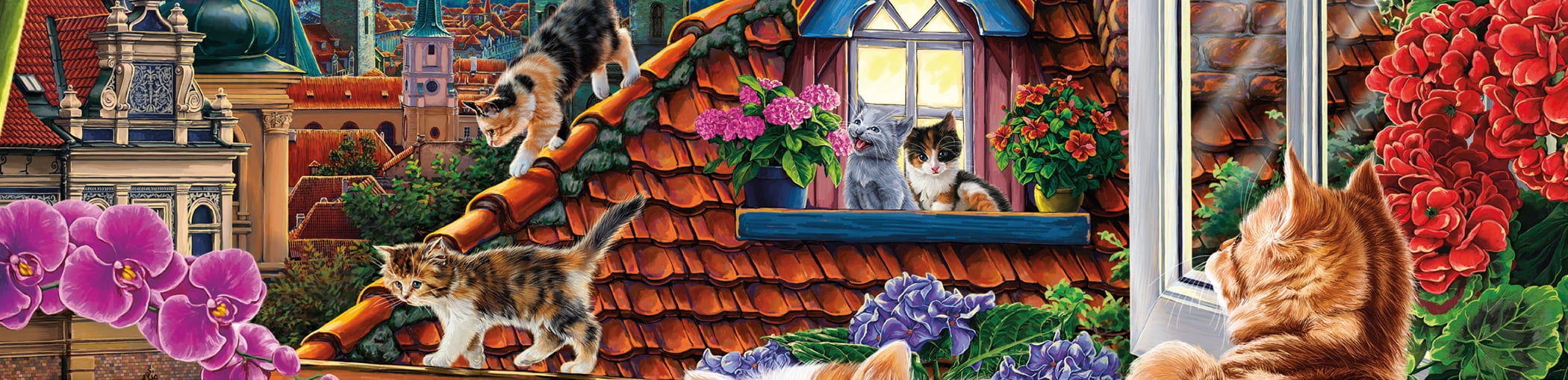 Ceaco Kittens in the Moonlight (Image World) Kevin Whitlark 500 Piece Interlocking Jigsaw Puzzle