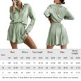 thumbnail image 2 of Bermudas Conjunto de 2 piezas a juego para mujer, top con solapa de satén simple y pantalones cortos de cintura alta, uso diario Cgtredaw Verde T M para Mujer, 2 of 5