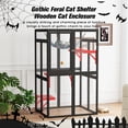 thumbnail image 4 of Pefilos 64" Gothic Outdoor Cat House, Large Cat Condo for Feral Cats Wooden Outside Cat Cage Weatherproof with Platforms, Black, 4 of 11