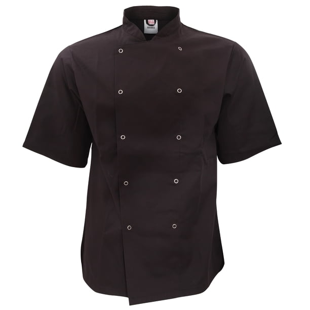 AFD - Chaqueta Unisex de manga corta de cocinero/chef (Negro)