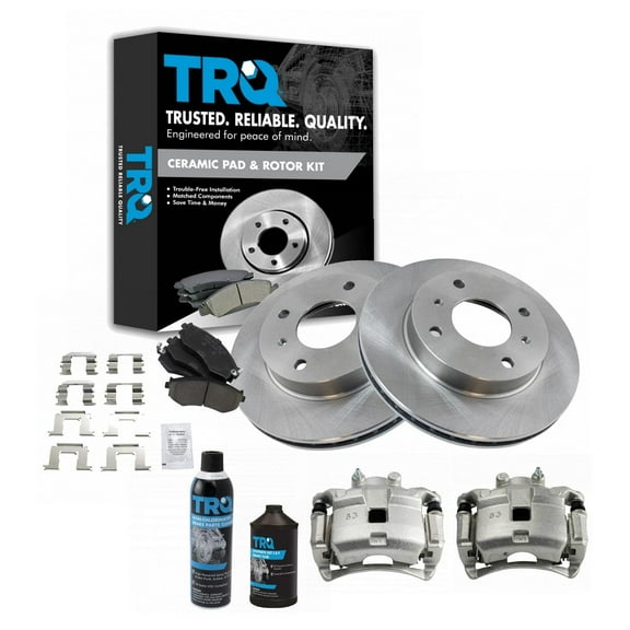 TRQ Front Brake Calipers Ceramic Pads & Rotors Fits 2000-2006 Nissan Sentra BKA19199