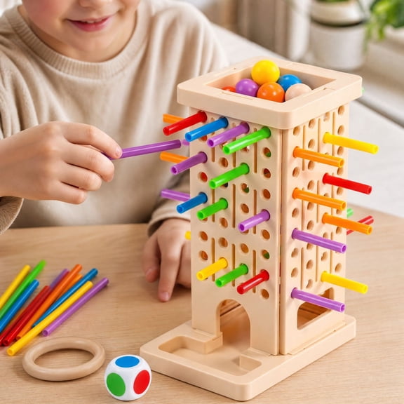 WOHAPY Upgrade Kids Stick Balancing Board Game, Interactive Concentration Training Puzzle Toy, Educational Desktop Game for 6 Years Old, 5.24x3.74x2.56in