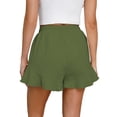 thumbnail image 4 of JIAYUE Women's Shorts Cozy Classic Solid Color Ruffle Hem Elastic Waist Drawstring Casual Fashionable Female Bottoms, 4 of 5