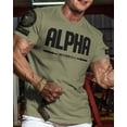 thumbnail image 2 of Gymish Alpha Workout T-Shirt for Men, Funny Gym Shirt, Lifting Tee, Deadlift Shirt, Men's Athletic Top, Military Green with Sleeve Logo, Large, 2 of 6