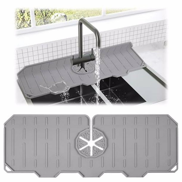 Cateissary Tapete protector contra salpicaduras para fregadero Universal, artesanía exquisita, fácil instalación, tapete absorbente para grifo Organizadores de utensilios de cocina Gris