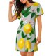 thumbnail image 2 of Easygdp Lemon Seamless Pattern Oil Painting Effect Camisón de manga corta para mujer, informal, estampado, 2 of 6
