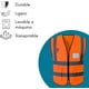 thumbnail image 2 of Chaleco de Seguridad Simonetta Vespetti con Tiras Reflectantes y Cierre Talla M Naranja 3 Piezas, 2 of 4