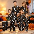 thumbnail image 5 of Halloween Pajamas Set Pumpkin Print Sleepwear Holiday Loungewear Outfit,Allover Black Pumpkin Ghost Pattern Long Sleeve Top Pants Soft Apparel,Festive Autumn Nightwear Cozy Housewear, 5 of 5