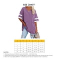 thumbnail image 4 of Camiseta de media manga para mujer con cuello en V a rayas, bloques de color, camisas holgadas de verano para oficina, trabajo, cumpleaños, morado, XL, 4 of 4