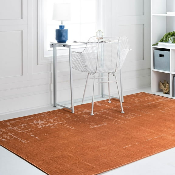 Rugs.Com Valencia Collection Area Rug – 4' x 6' Orange Low Rug Perfect For Entryways, Kitchens, Breakfast Nooks, Accent Pieces