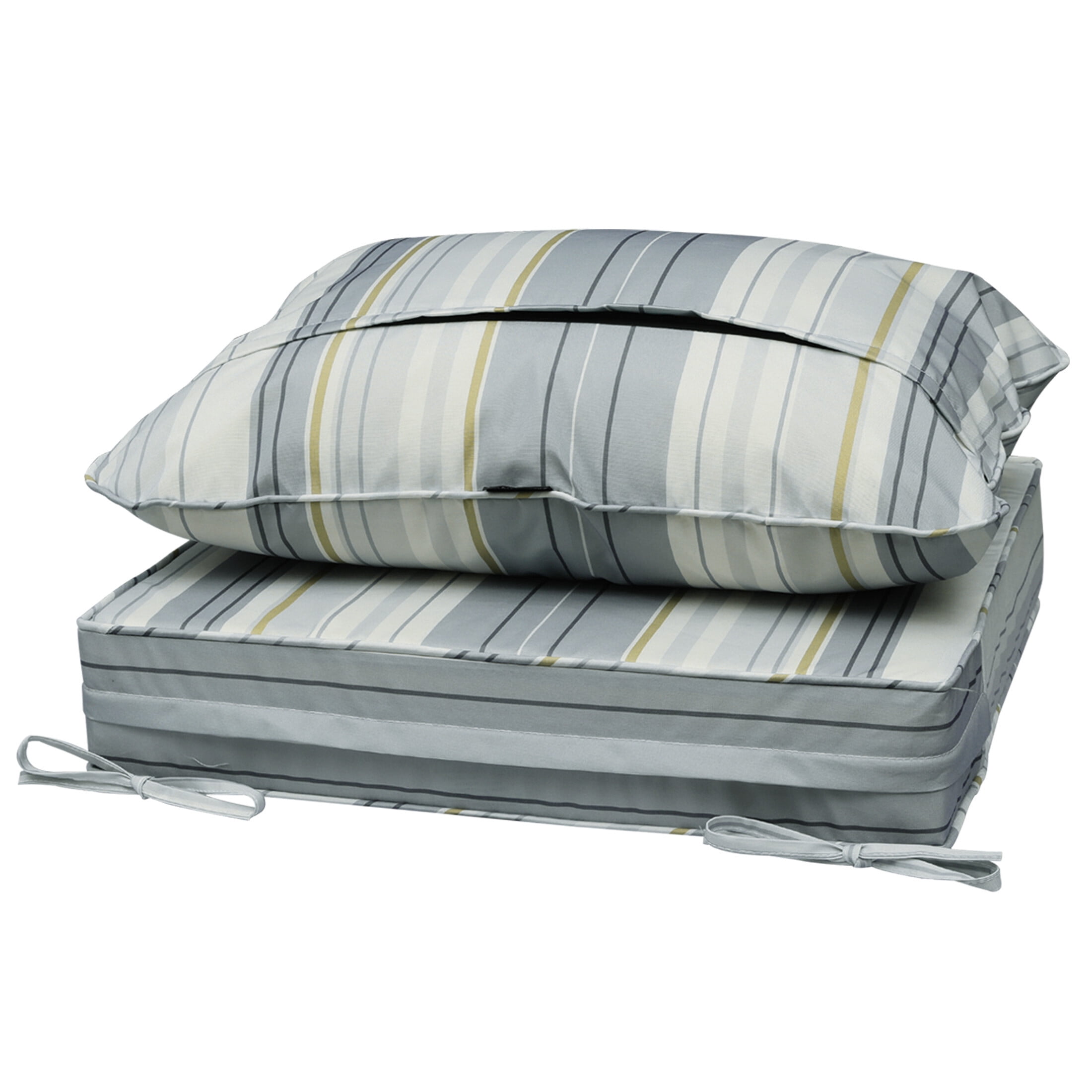 24 x 24 Waterproof Outdoor Deep Seat Cushion for Patio Furniture Cushion Replacement, Set of 4, Gray Stripes