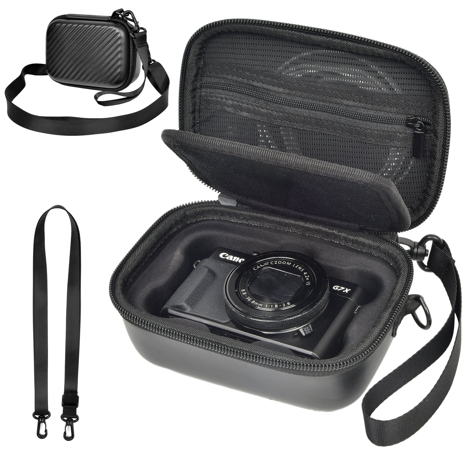 Canon G7X Case – Protective Camera Bag for Canon PowerShot G7X Mark II/Mark III & SX740/SX730, Strap is Attached for Travel-Black(Box Only)