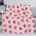 thumbnail image 3 of Xchearser Pink Strawberry Flannel Fleece Throw Blanket 50"x60", Living Room/Bedroom/Sofa Couch Warm Soft Bed Blanket for Girls Boys Adults All Season Ultra Soft, 3 of 5
