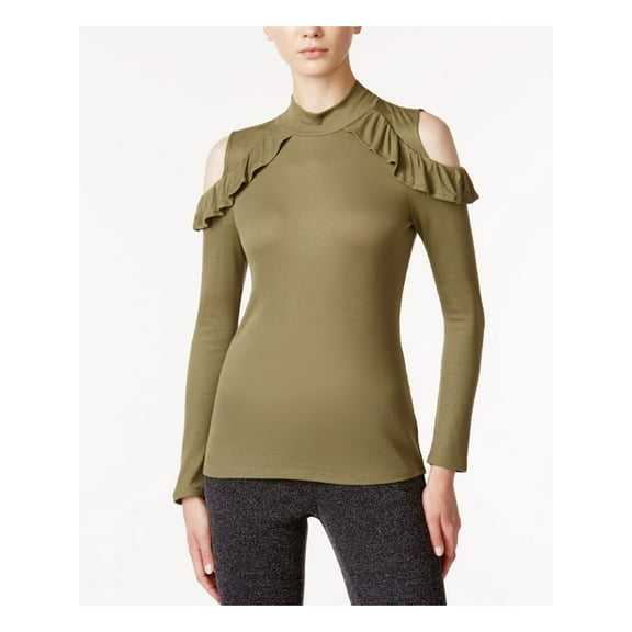 maison Jules Womens Cold-shoulder Knit Blouse, Green, Large