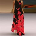 thumbnail image 1 of SMihono Été Boho Maxi Robe pour les Femmes Plus Size Femmes Casual Longue Robe avec Imprimé Floral Rayé Maxi Sans Manches Robe Plage Swing Sundress, 1 of 9