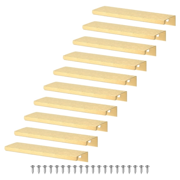 Uxcell 10 Pack Cabinets Drawers Edge Pulls 4.72" Aluminum Drawer Edge Pulls Concealed Tab Handle Matte Gold