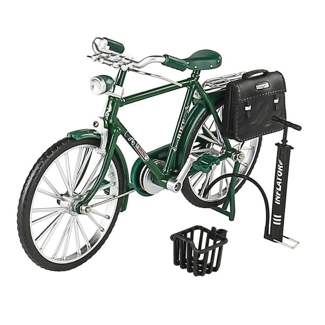 Modelo de bicicleta Retro 1:10, decoración de bicicletas de aleación, modelo de simulación de bicicleta, juguete de bicicleta para casa de muñecas , Verde