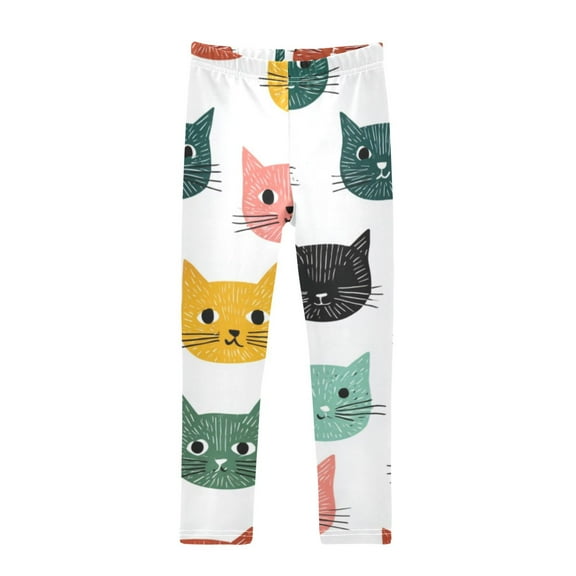 Girl's Legging Full-Length Colorful Print Tights For Dance Gym Everyday Wear Kitty