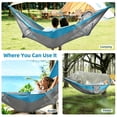 thumbnail image 6 of Vyrelis Camping Hammock with Tree Straps Hammock Tent with Mosquito Net and Sunshade Tree Hammock for Travel Backpacking Hiking Gear (Blue), 6 of 9