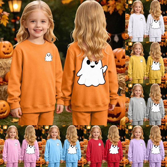 Toddler Girls Halloween Shirt for 3t 4t Ghoat Print T-Shirts for Kid Crewneck Long Sleeve Tshirts Funny Holiday Tops Toddler Youth Girls Fall Winter Clothes Size 3-4 Years