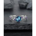 thumbnail image 3 of Hexagon Alexandrite Ring Vintage Twig Leaf Amethyst Engagement Promise Ring Unique White Gold June Birthstone Wedding Ring Gift for Women, 3 of 5