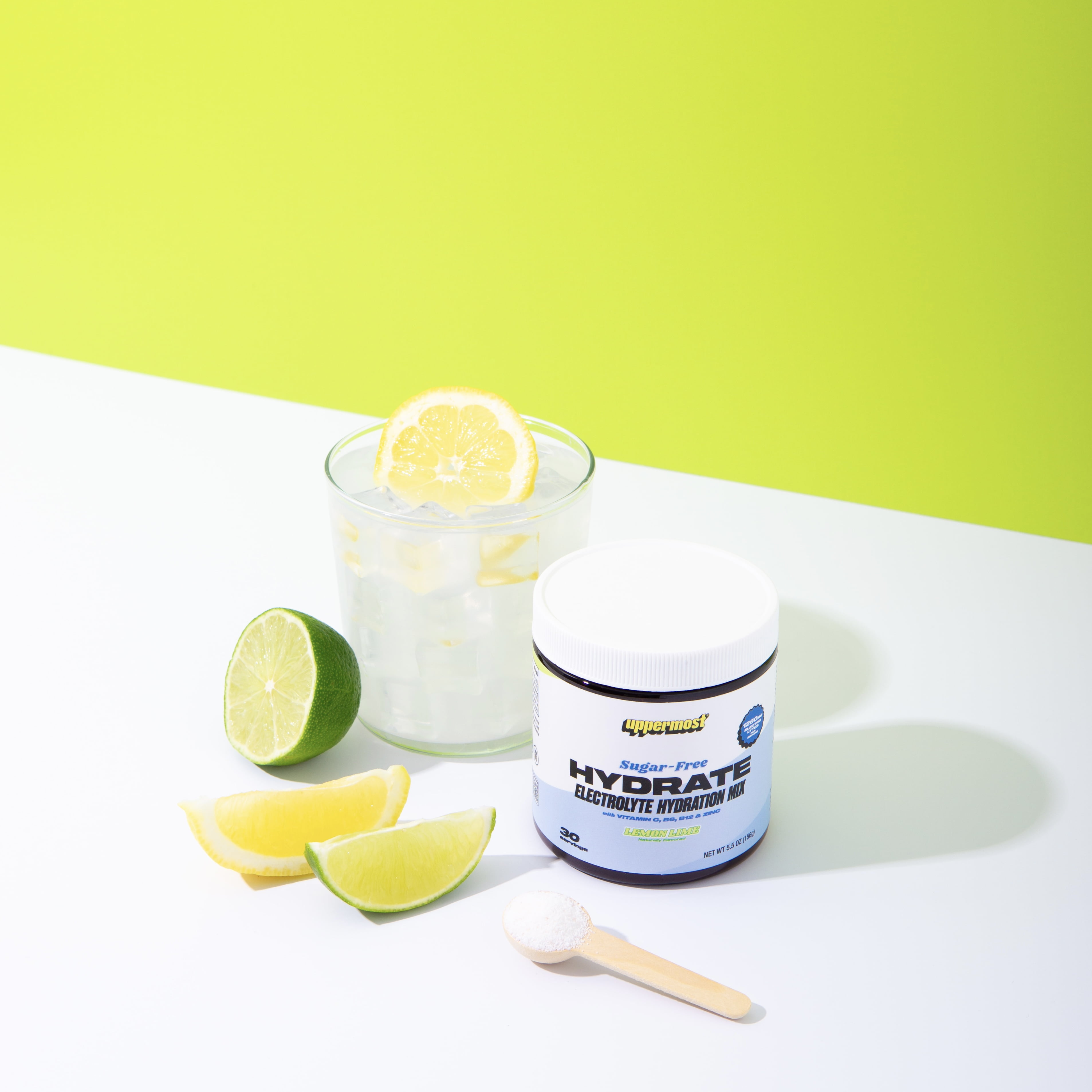 Uppermost Hydrate Electrolyte Powder Sugar Free Hydration Drink Mix Keto - Lemon Lime - 30 Servings