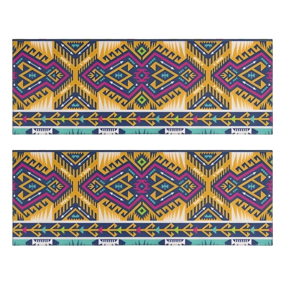 Kitchen Rugs Sets Of 2,Yellow Geometric Boho Pattern Anti Fatigue Kitchen Mat Rugs Non Slip Washable,Decorative Kitchen Floor Mats for Kitchen,Sink,Laundry,17"X47"