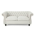 thumbnail image 4 of Loveseat Sofa, 62" Comfy Velvet Couch with Nailhead Accents, Tool-Free Setup Sofas for Living Room, Beige, 4 of 7