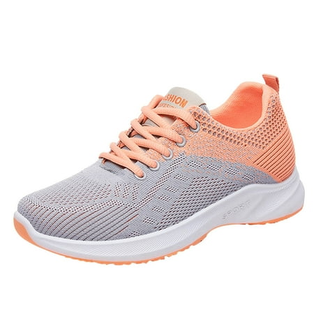 

gvdentm Walking Shoes Women Women Lace Up Platform Sneakers Comfortable Casual Fashion Sneaker Walking Shoes Orange 7
